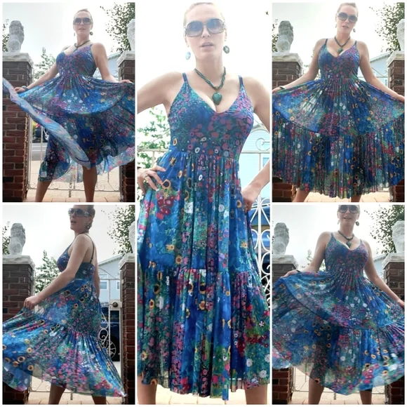 BLACKMILK NWT Klimt Collage Pink Sheer Midaxi Dress Size S - Picture 8 of 12